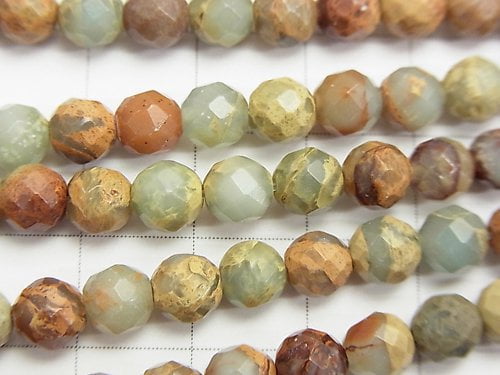 1strand $8.79! Impression Jasper  64Faceted Round 6mm 1strand beads (aprx.15inch/36cm)