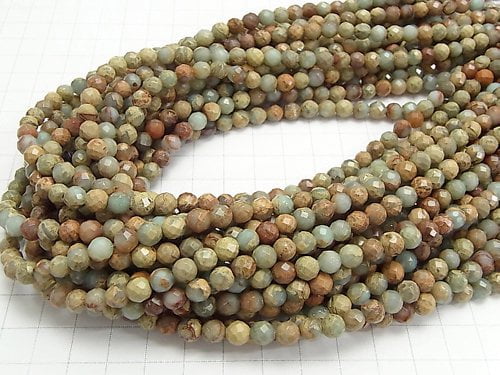 1strand $8.79! Impression Jasper  64Faceted Round 6mm 1strand beads (aprx.15inch/36cm)