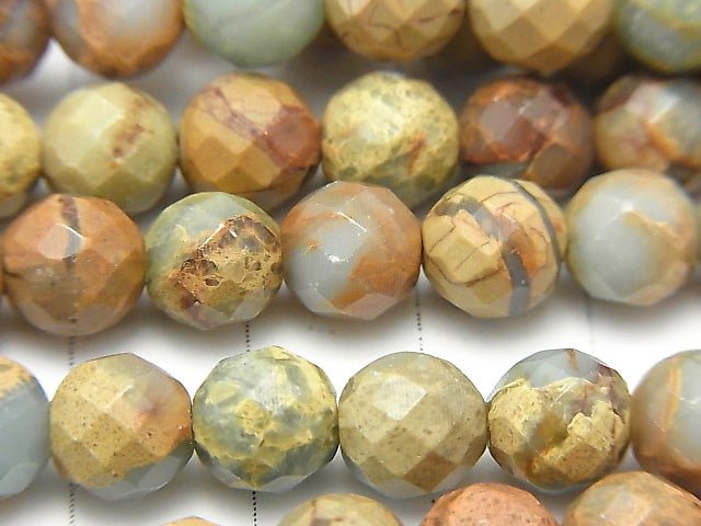 Impression Jasper  64Faceted Round 8mm half or 1strand beads (aprx.15inch/37cm)