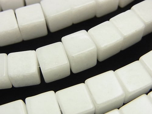 Cube, White Jade Gemstone Beads