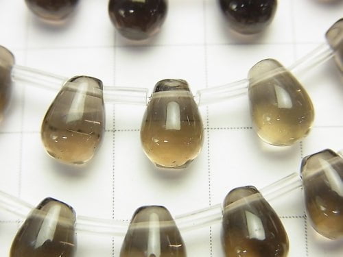 Smoky Quartz AAA Drop (Smooth) 9x6x6mm half or 1strand beads (aprx.15inch/38cm)