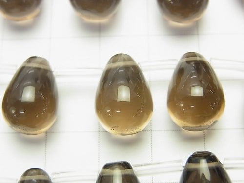 Smoky Quartz AAA Drop (Smooth) 14x10x10mm half or 1strand beads (aprx.15inch/38cm)