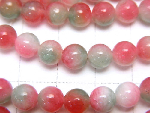 Red & Green Jade Round 6mm 1strand beads (aprx.15inch / 37cm)