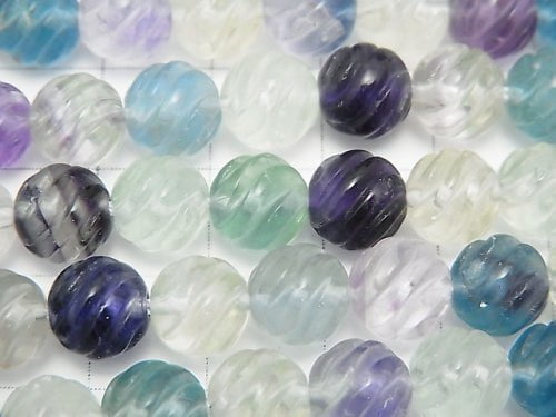 [Video] Multicolor Fluorite AAA - Round 8 mm S line Twist half or 1 strand beads (aprx.15 inch / 38 cm)