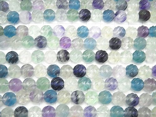 [Video] Multicolor Fluorite AAA - Round 8 mm S line Twist half or 1 strand beads (aprx.15 inch / 38 cm)
