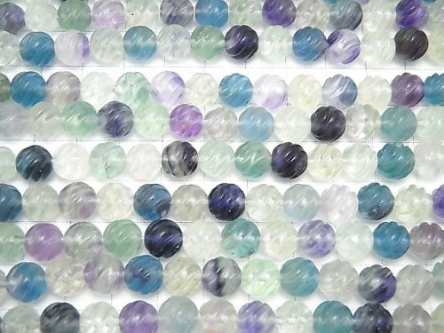 Multicolor Fluorite AAA - Round 8 mm S line Twist half or 1 strand beads (aprx.15 inch / 38 cm)