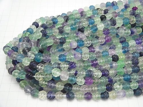 Multicolor Fluorite AAA - Round 8 mm S line Twist half or 1 strand beads (aprx.15 inch / 38 cm)