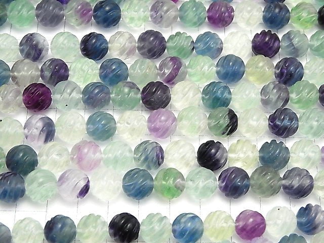 Multicolor Fluorite AAA Round 10 mm S line Twist half or 1 strand beads (aprx.15 inch / 38 cm)