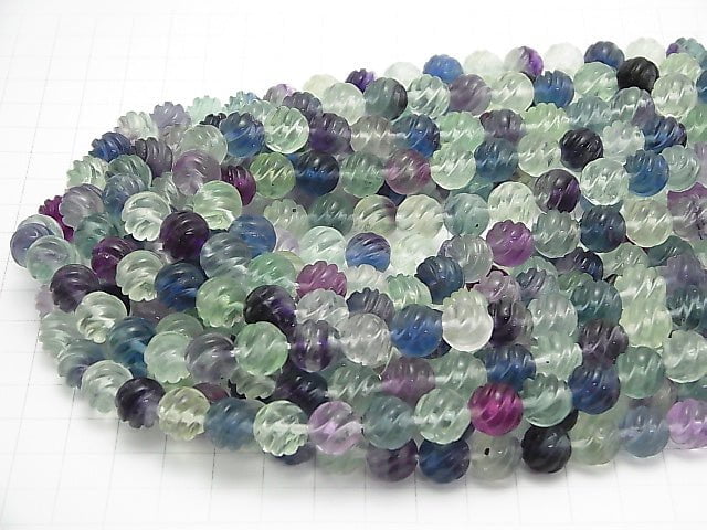 [Video] Multicolor Fluorite AAA Round 10 mm S line Twist half or 1 strand beads (aprx.15 inch / 38 cm)