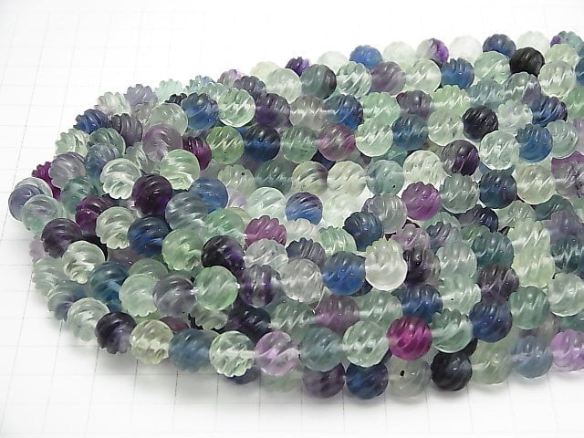 Multicolor Fluorite AAA Round 10 mm S line Twist half or 1 strand beads (aprx.15 inch / 38 cm)