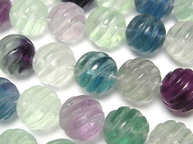 彩色螢石 AAA 圓珠 12mm S形扭半串或1串珠子 (約15英吋/38公分)