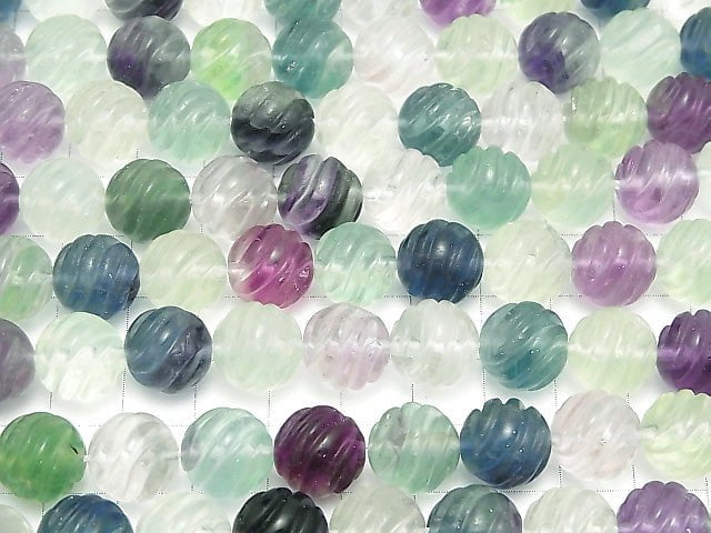 Multicolor Fluorite AAA Round 12 mm (-11 mm) S line Twist half or 1 strand beads (aprx. 15 inch / 38 cm)