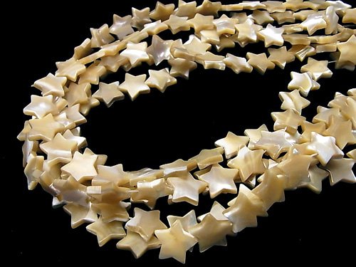 [Video] Mother of Pearl MOP Beige Star [6mm] [8mm] [10mm] [12mm] 1strand beads (aprx.15inch / 38cm)