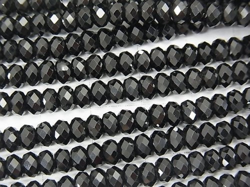 High Quality! Black Spinel AAA Faceted Button Roundel 5x5x3mm 1strand beads (aprx.15inch/37cm)