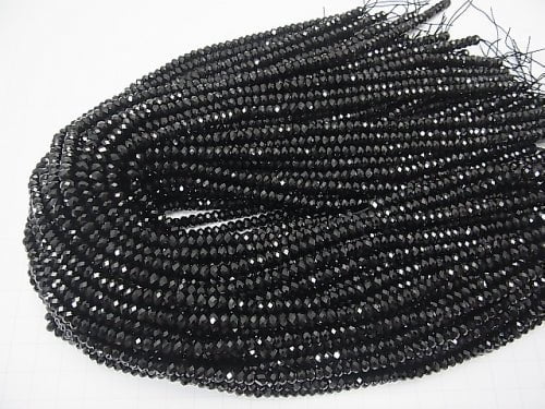 High Quality! Black Spinel AAA Faceted Button Roundel 5x5x3mm 1strand beads (aprx.15inch/37cm)