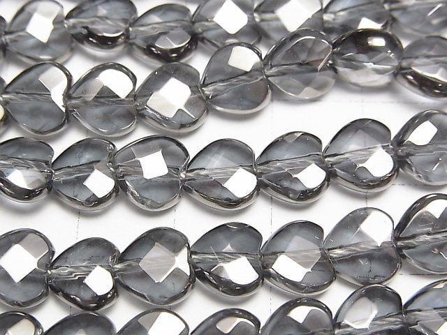 Silver flash crystal Heart cut 8x8x4 half or 1strand beads (aprx.15inch / 38cm)