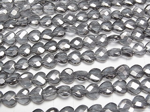 Silver flash crystal Heart cut 8x8x4 half or 1strand beads (aprx.15inch / 38cm)