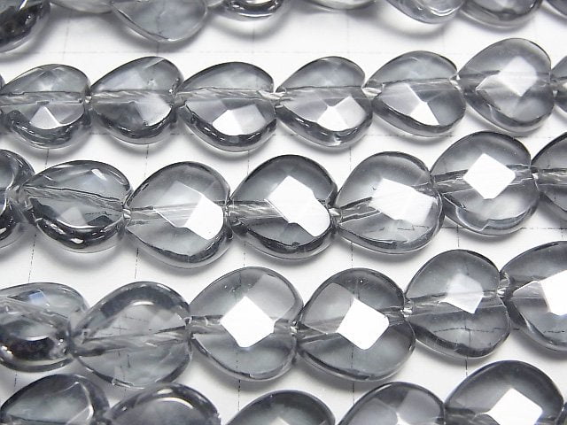 [Video] Silver flash crystal Heart cut 10x10x5 half or 1strand beads (aprx.15inch / 36cm)