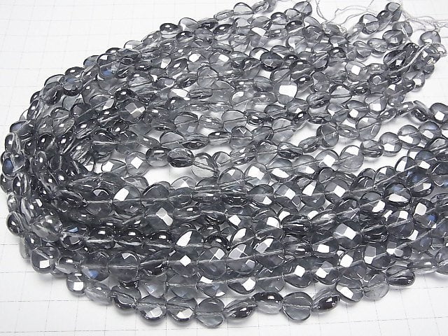 [Video] Silver flash crystal Heart cut 10x10x5 half or 1strand beads (aprx.15inch / 36cm)