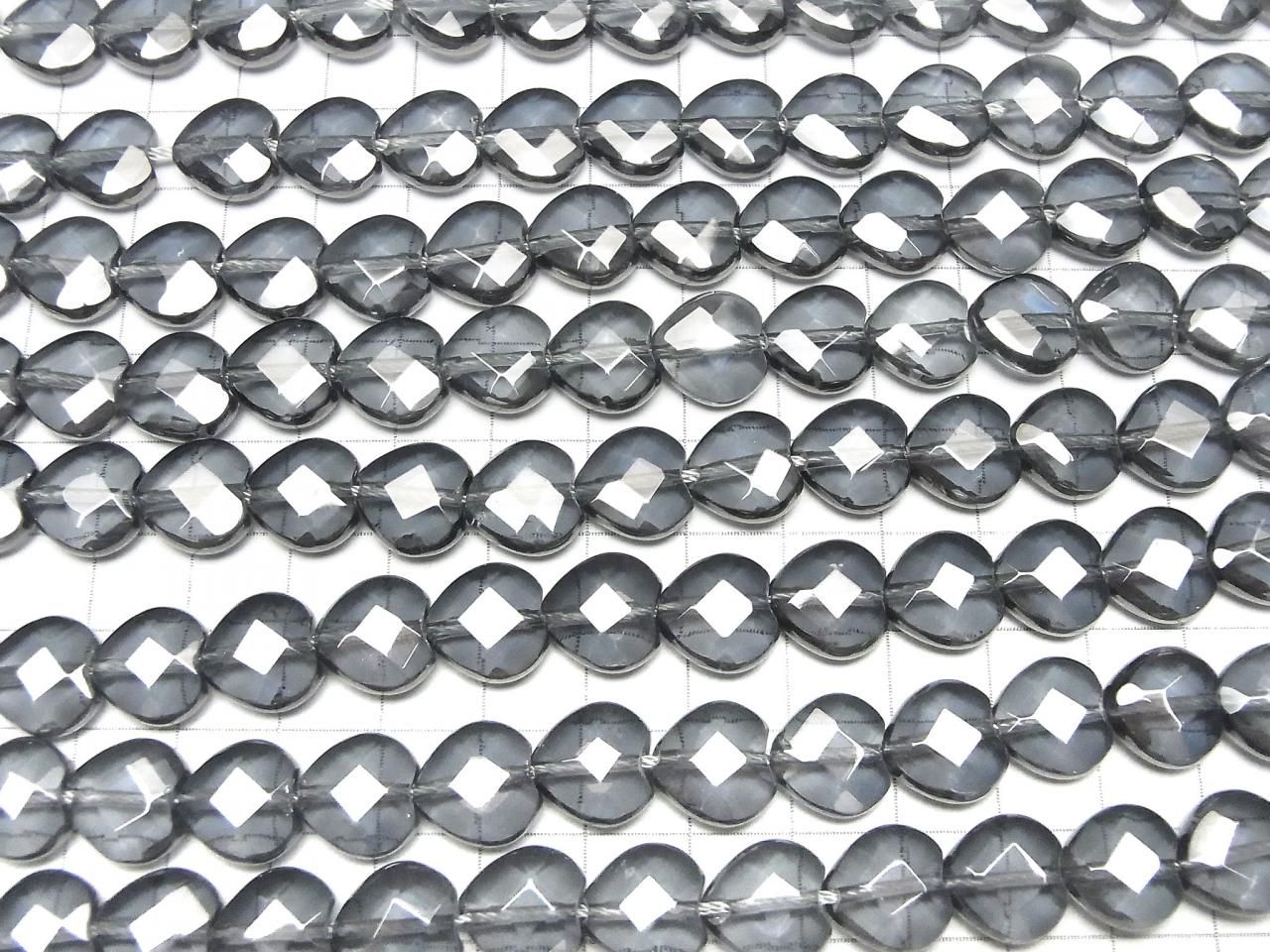 Quartz rose à reflets argentés taille cœur 12x12x5 perles demi ou 1 rang (env. 15 pouces / 36 cm)
