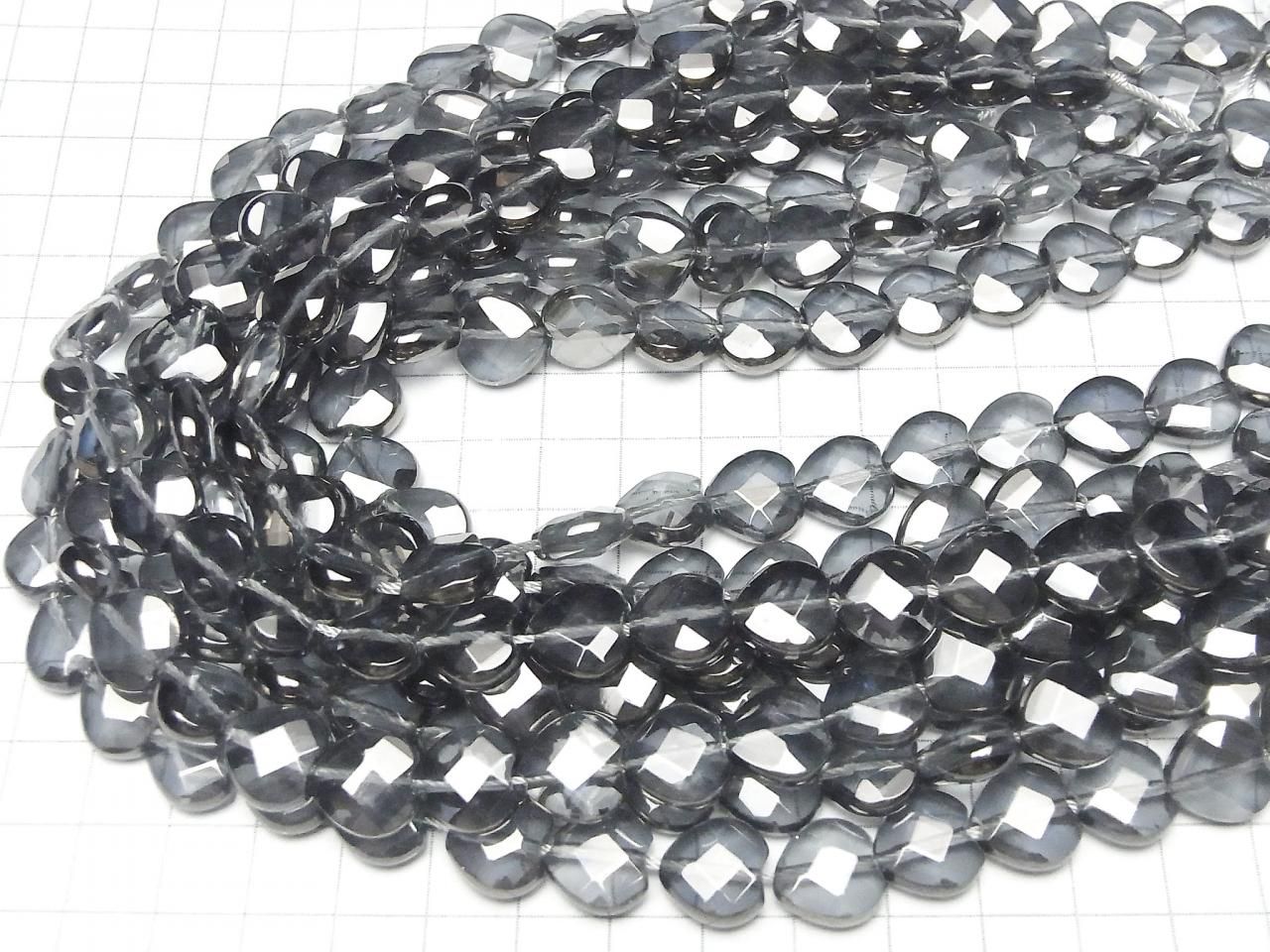 Quartz rose à reflets argentés taille cœur 12x12x5 perles demi ou 1 rang (env. 15 pouces / 36 cm)
