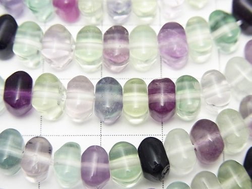 Multicolor Fluorite AAA Square Roundel 6 x 6 x 4 mm half or 1 strand (apr x 15 inch / 38 cm)