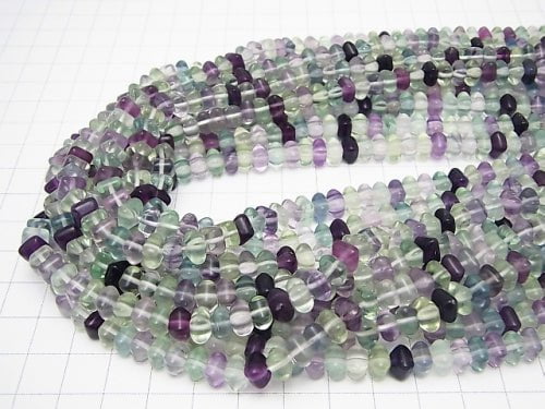 Multicolor Fluorite AAA Square Roundel 6 x 6 x 4 mm half or 1 strand (apr x 15 inch / 38 cm)