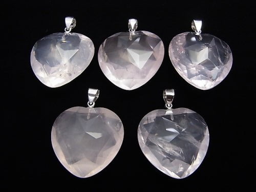 High Quality Madagascar Rose Quartz AAA - Heart cut 25 x 25 x 13 mm Pendant 1 pc