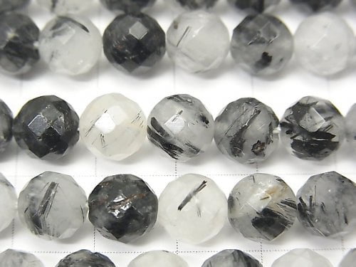 Tourmaline Quartz AA 64 Faceted Round 8 mm half or 1 strand beads (aprx.15 inch / 38 cm)