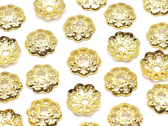 Metal parts bead cap 6x6x1.3mm gold color 10pcs