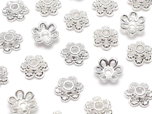 Metal parts bead cap 6x6x2mm silver color 10pcs