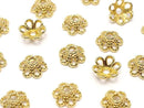 Metal Bead Caps, 6x6x2.5mm, Gold, 10 Pieces