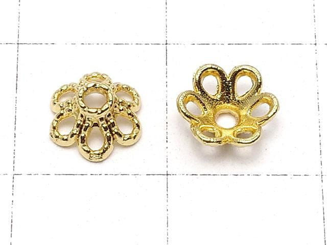 Metal Bead Caps, 6x6x2.5mm, Gold, 10 Pieces