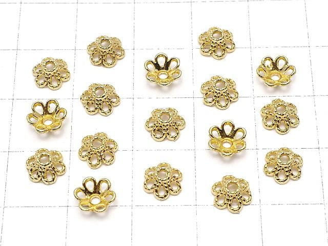 Metal Bead Caps, 6x6x2.5mm, Gold, 10 Pieces