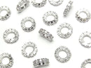 Metal Rondelle 9x9x2mm Silver (with CZ) 3pcs