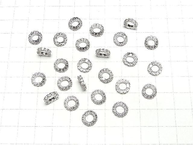 Metal parts Rondelle 9x9x2mm Silver color (with CZ) 3pcs