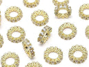 Metal Rondelle 9x9x2mm Gold (with CZ) 3pcs