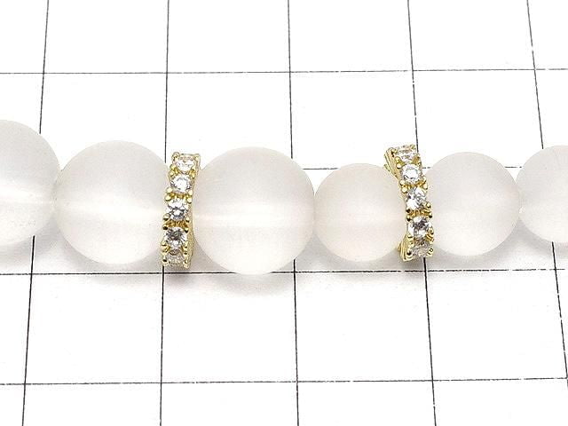 Metal parts Rondelle 9x9x2mm Gold color (with CZ) 3pcs