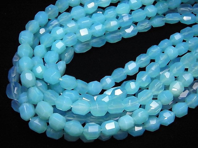 Sea Blue Chalcedony AAA Faceted Nugget 1/4 or 1strand beads (aprx.15inch/37cm)