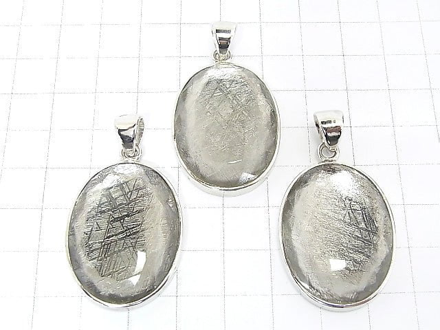 [Video] Meteorite Faceted Pendant 32x24x7mm Silver925