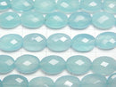 [Video] Sea Blue Chalcedony AAA Faceted Oval 10x7x4mm 1/4 or 1strand beads (aprx.15inch/38cm)