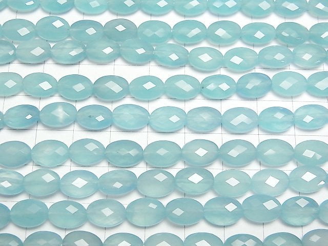 [Video] Sea Blue Chalcedony AAA Faceted Oval 10x7x4mm 1/4 or 1strand beads (aprx.15inch/38cm)