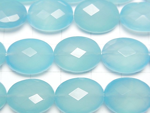 [Video] Sea Blue Chalcedony AAA Faceted Oval 16x12x8mm 1/4 or 1strand beads (aprx.15inch/36cm)