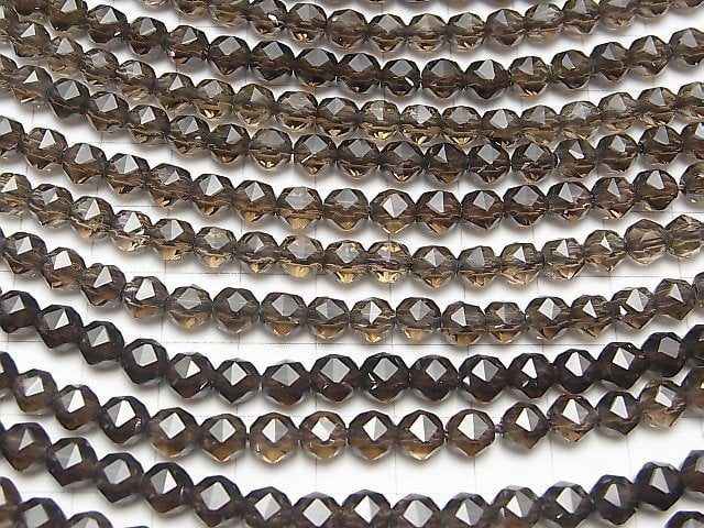 High Quality! Smoky Quartz AAA Star Faceted Round 6mm 1/4 or 1strand beads (aprx.15inch/38cm)