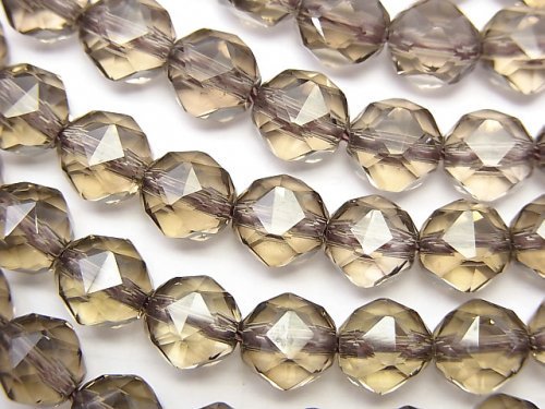Faceted Round, Smoky Quartz Gemstone Beads