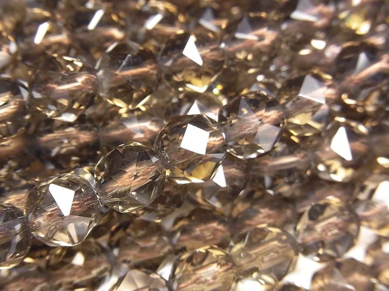 高品質！煙燻石英 AAA 刻面圓珠 8mm 1/4 或 1 串珠（約 15 英吋/38 公分）