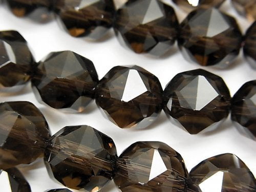 Faceted Round, Smoky Quartz Gemstone Beads