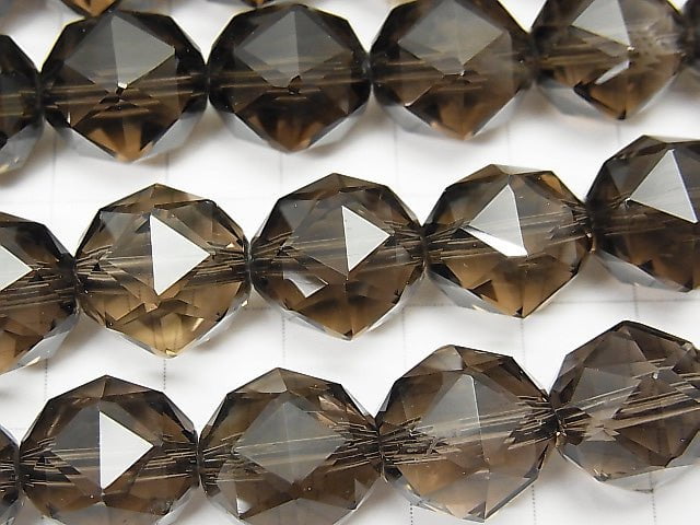 [Video] High Quality! Smoky Quartz AAA Star Faceted Round 14 mm 1/4 or 1strand beads (aprx.15 inch / 37 cm)