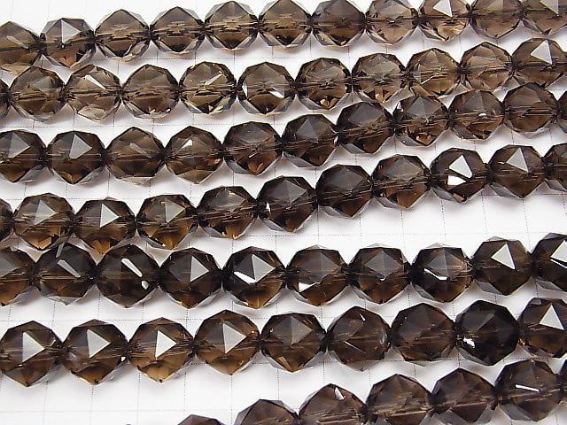 [Video] High Quality! Smoky Quartz AAA Star Faceted Round 14 mm 1/4 or 1strand beads (aprx.15 inch / 37 cm)