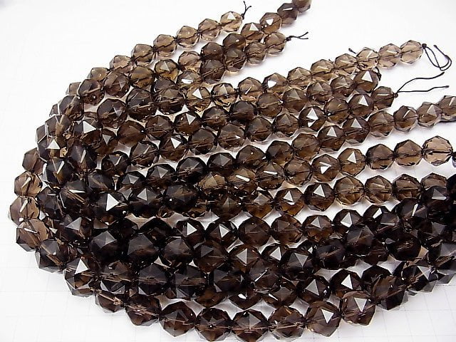 [Video] High Quality! Smoky Quartz AAA Star Faceted Round 14 mm 1/4 or 1strand beads (aprx.15 inch / 37 cm)